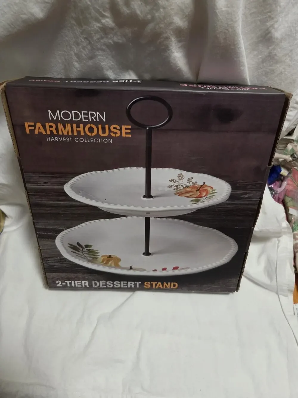 2022 MODERN FARMHOUSE 2 Tier Dessert Tray Harvest Collection NEW